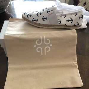 Brand New anchor patterned cotton slip ons